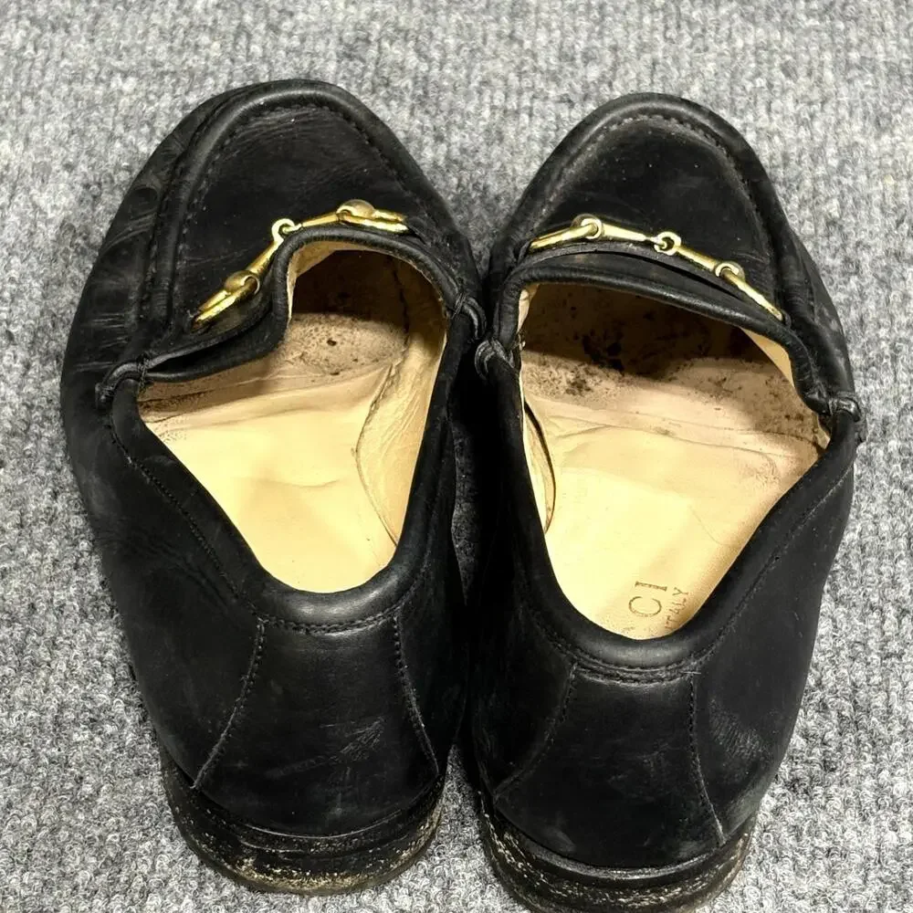 Gucci Shoes Womens 6 Black 36 Leather Horsebit Loafer Flats Slip On Italian